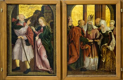 Mary and Joseph Seeking Refuge (left), Marriage of the Virgin (right) by Unbekannt Unbekannt
